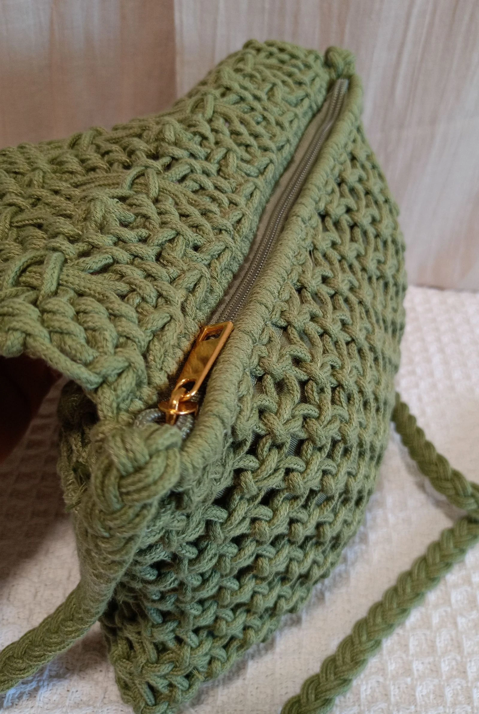 Olijfgroene macramé schoudertas – photo 6